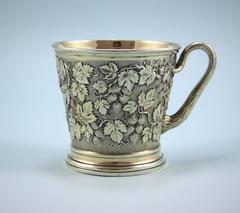 Hunt & Roskell Victorian Silver Gilt Chased Mug, London, 1848