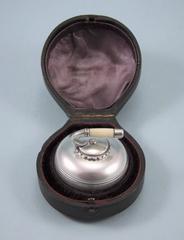 Victorian Cased Novelty Box in the Form of a Curling Stone with Ivory Handle