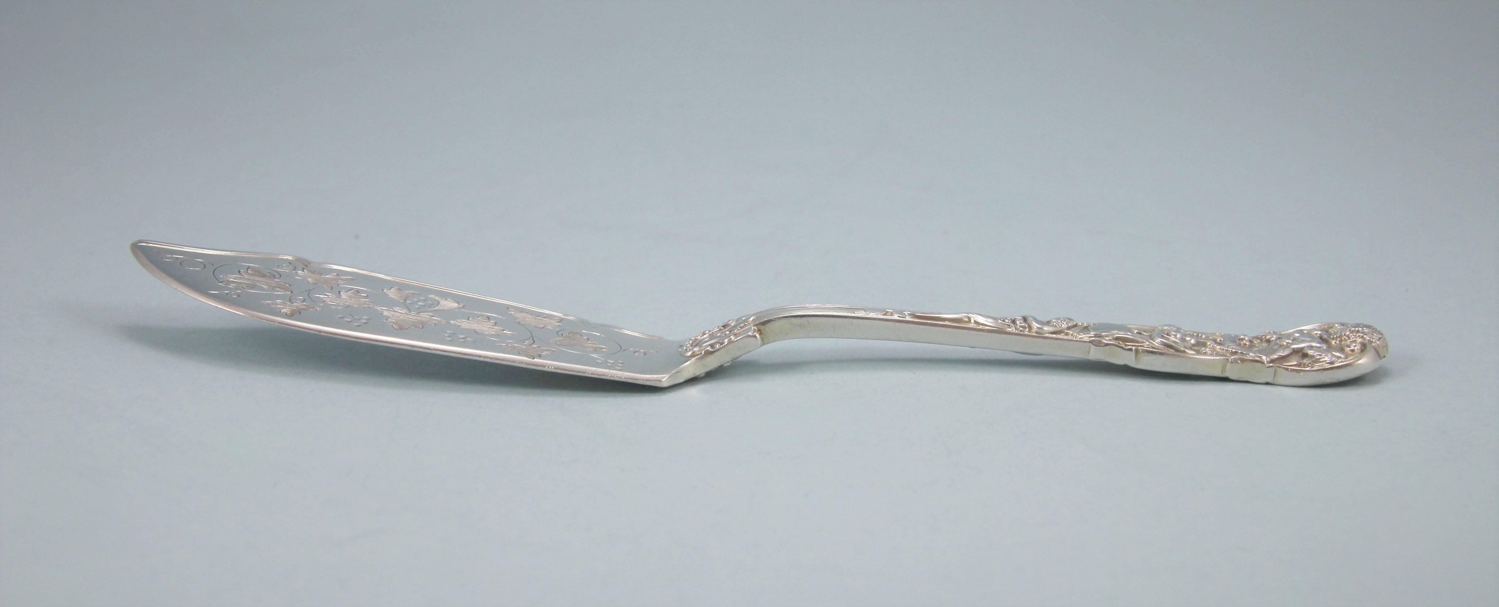 19th Century Victorian Sterling Silver Bacchanalian Pattern Butter Knife, London, 1869 For Sale