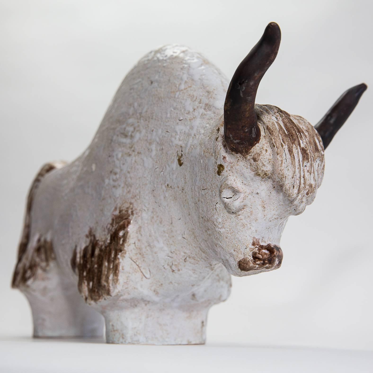 French Primavera Art Deco Ceramic Buffalo For Sale