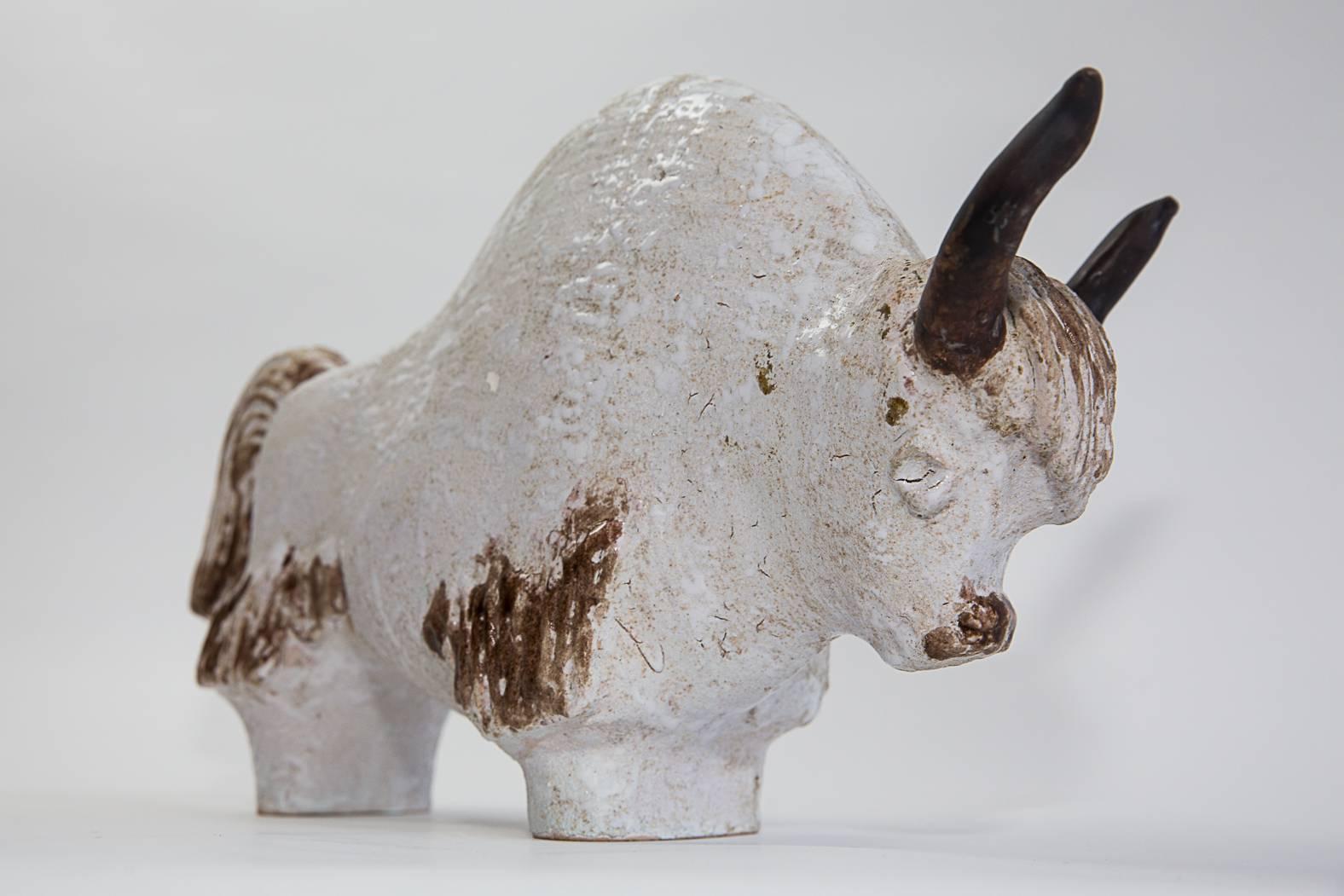 Primavera Art Deco Ceramic Buffalo In Excellent Condition For Sale In Paris, FR