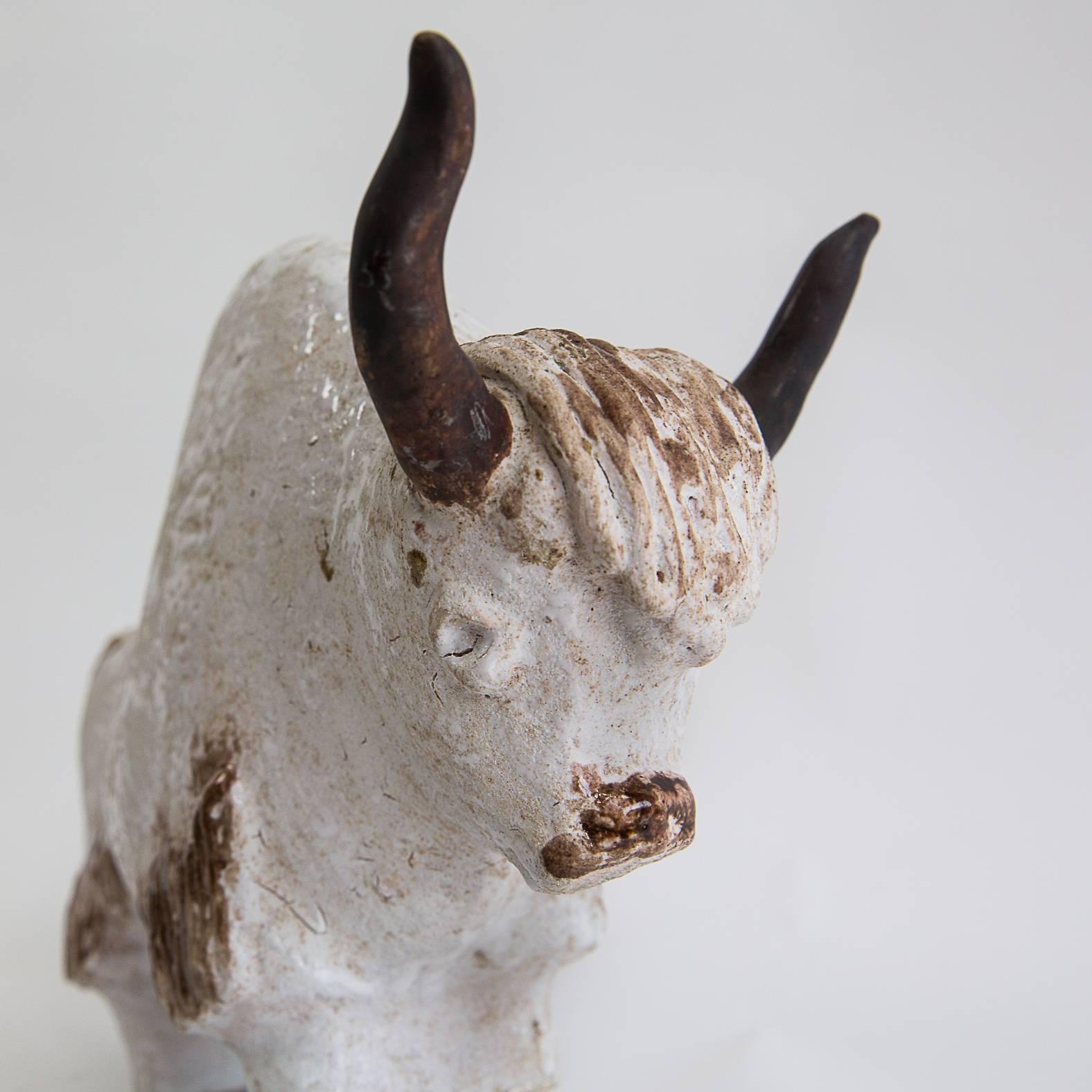Mid-20th Century Primavera Art Deco Ceramic Buffalo For Sale