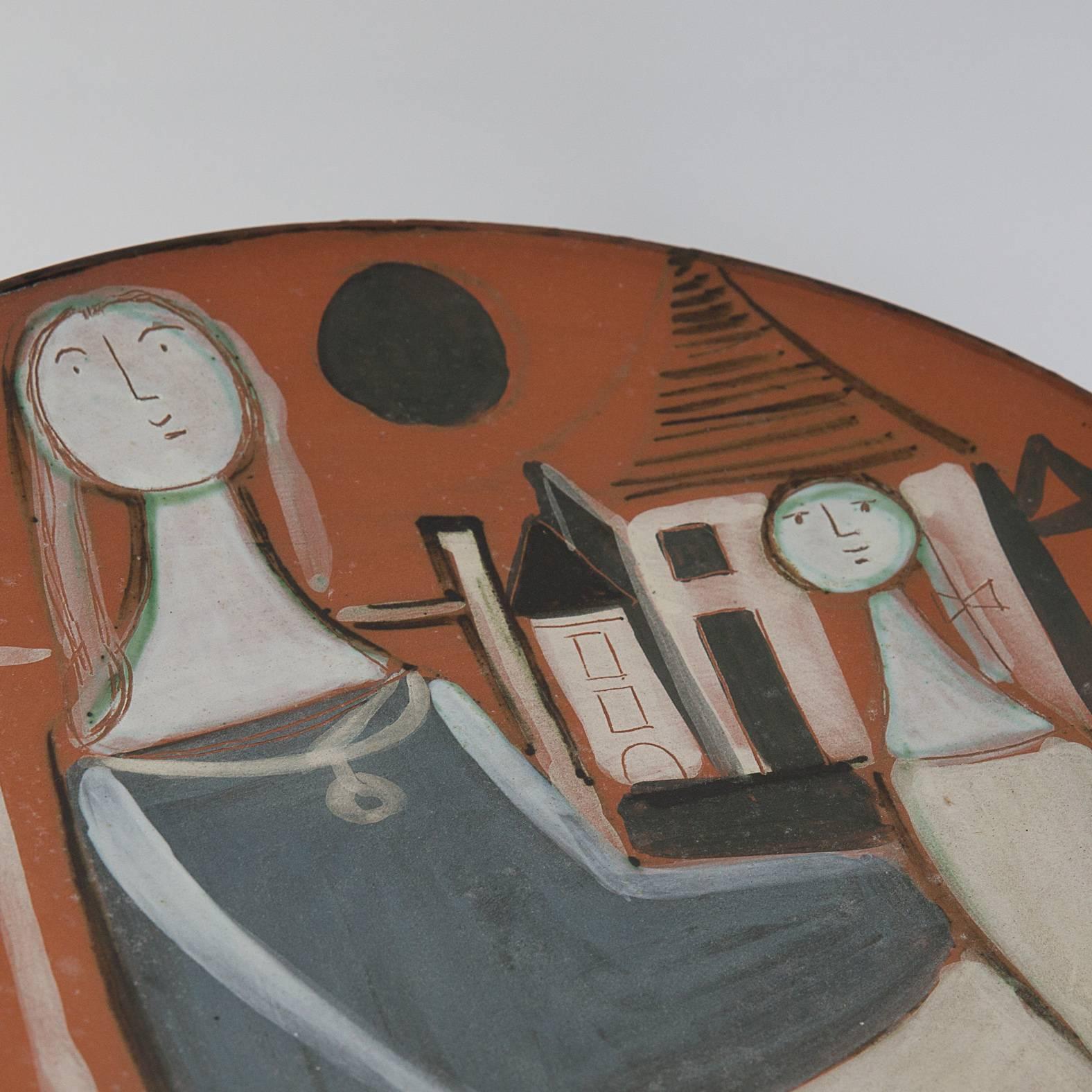 Innocenti Vallauris Hand-Painted Dish In Excellent Condition For Sale In Paris, FR