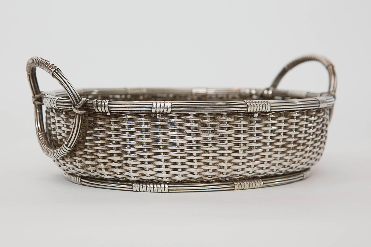 French Silver Brass Basket In Excellent Condition For Sale In Paris, FR