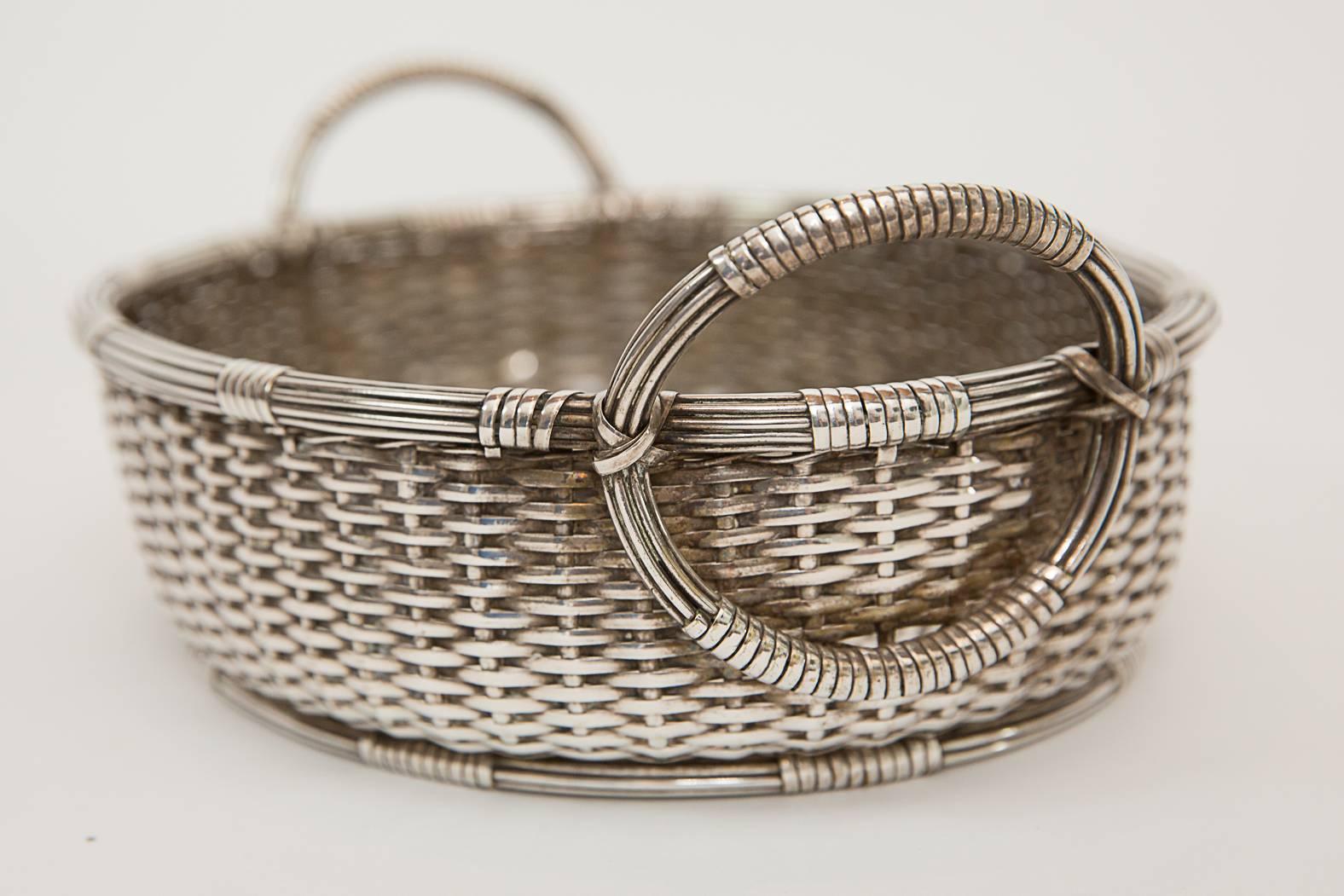 French Silver Brass Basket For Sale 1