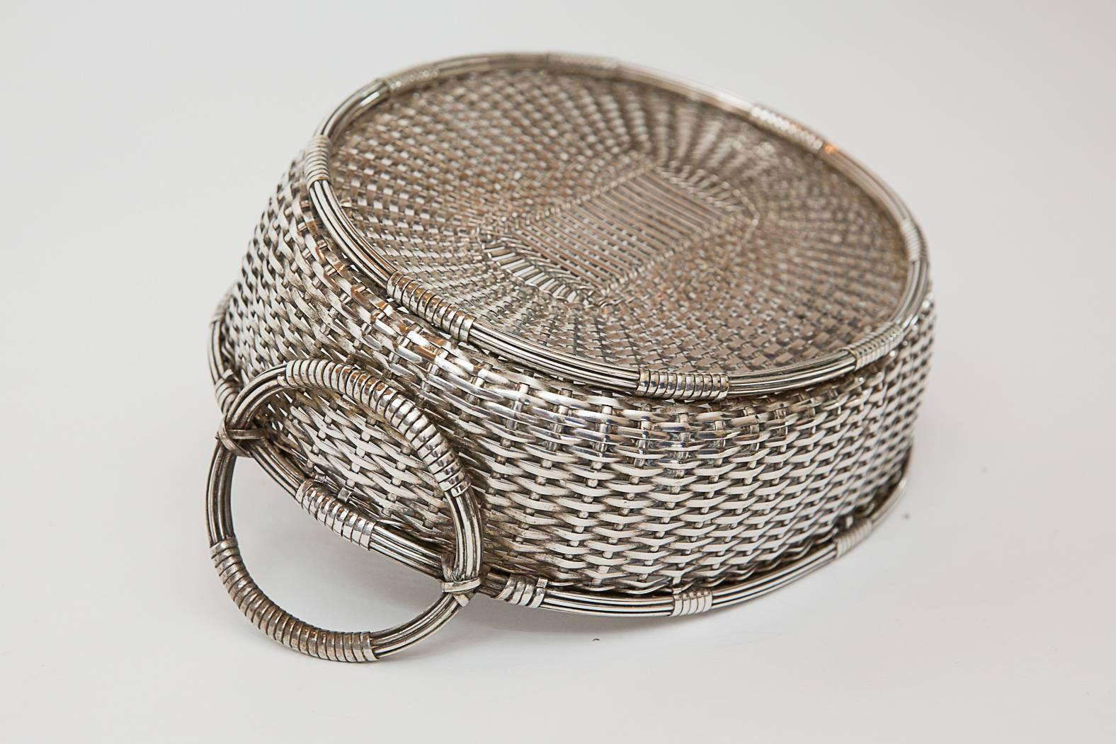 French Silver Brass Basket For Sale 3