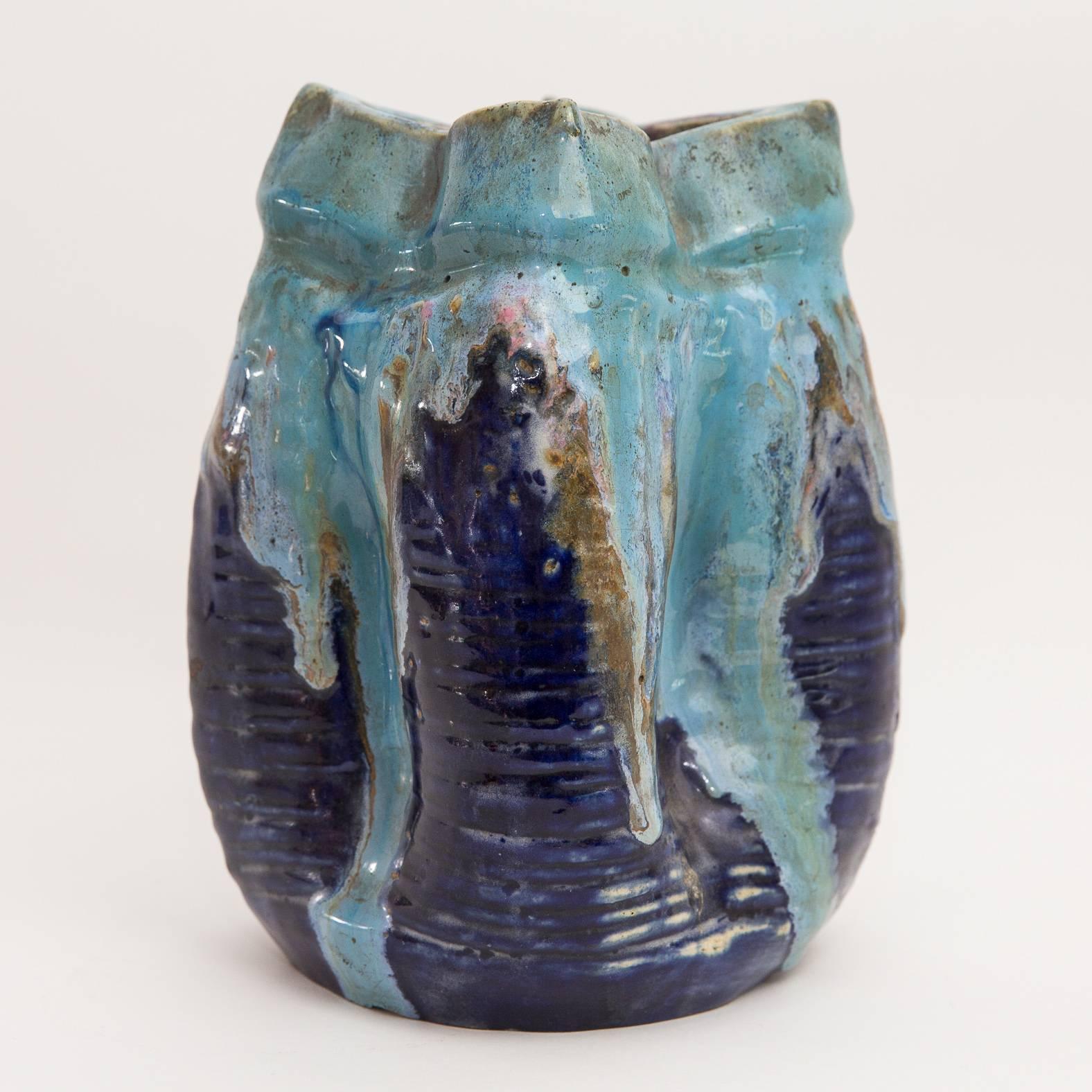 French Langlade Art Nouveau Ceramic Vase For Sale