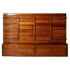 Mid-Century Italian Walnut and Brass Storage Cabinet by Enrico and Paolo Borghi