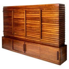 Mid-Century Italian Walnut and Brass Storage Cabinet by Enrico and Paolo Borghi
