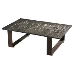 Pia Manu Brutalist Coffee Table with Sculptural Pewter Top