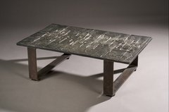 Pia Manu Brutalist Coffee Table with Sculptural Pewter Top