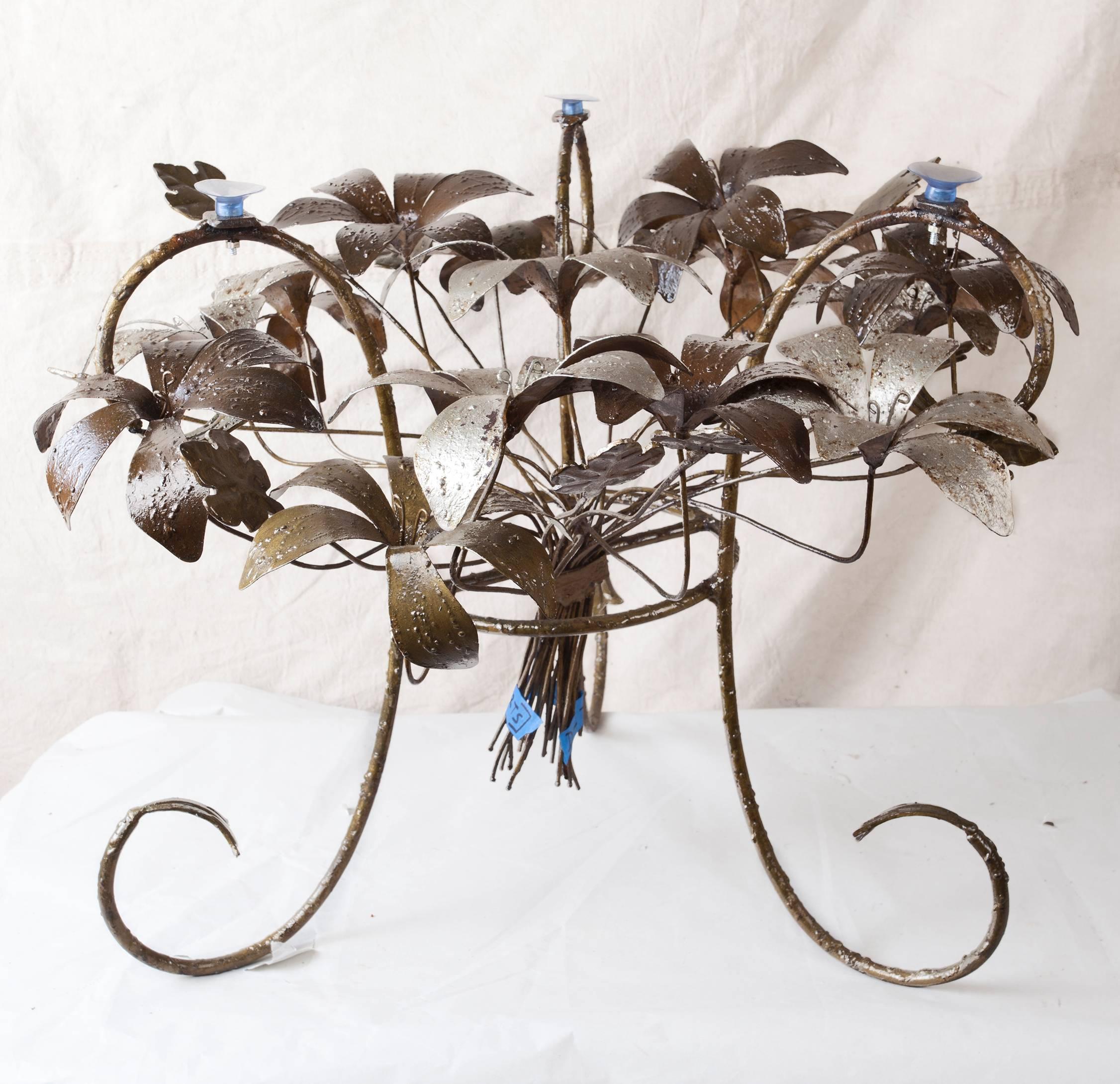 Painted Metal Flower Petal Coffee Table with Beveled Glass Top, 1960s 3