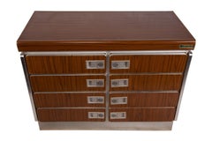 Rare Teak and Chrome Nautical Chest from Ship's Stateroom, Midcentury