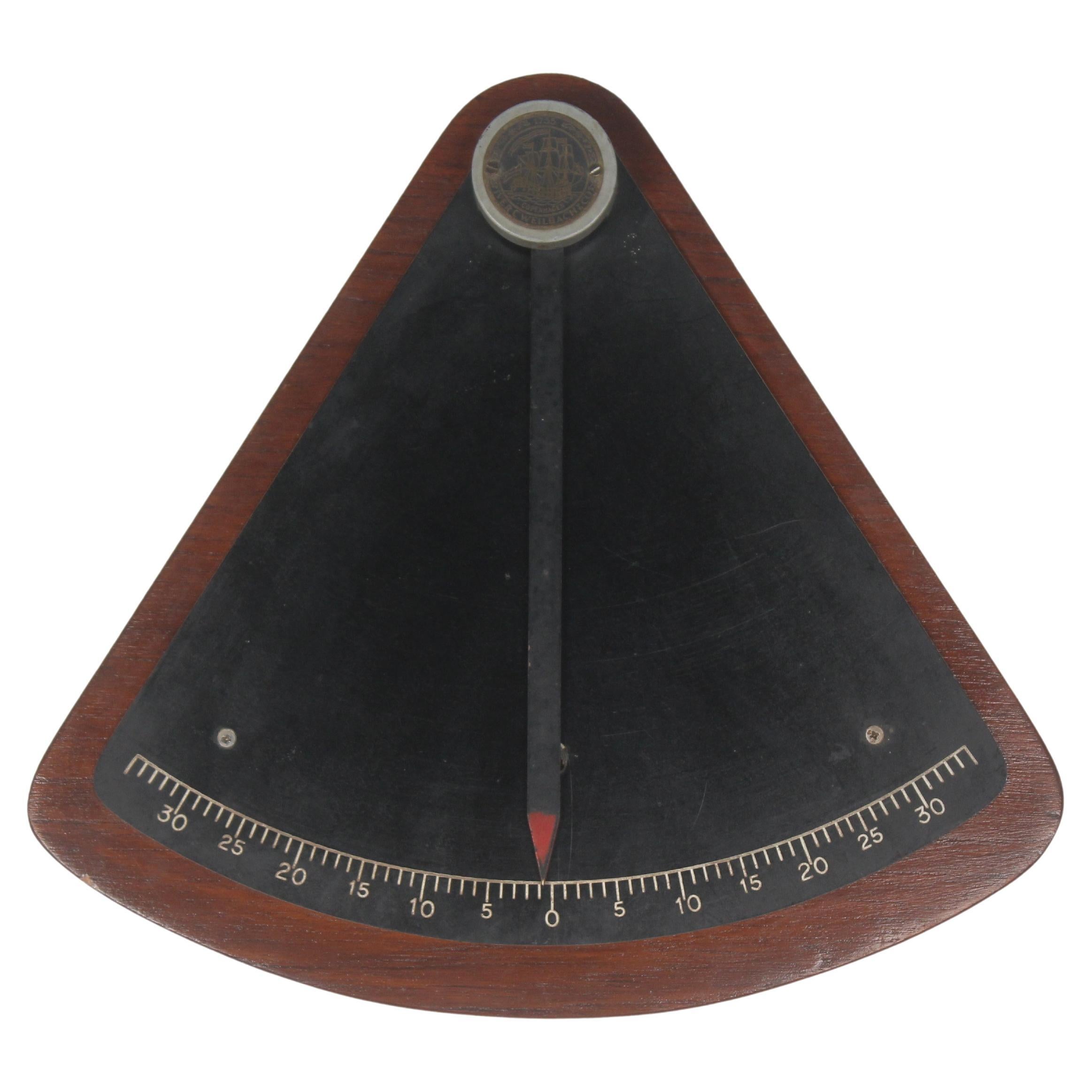 Teak and Brass Nautical Ship's Clinometer For Sale