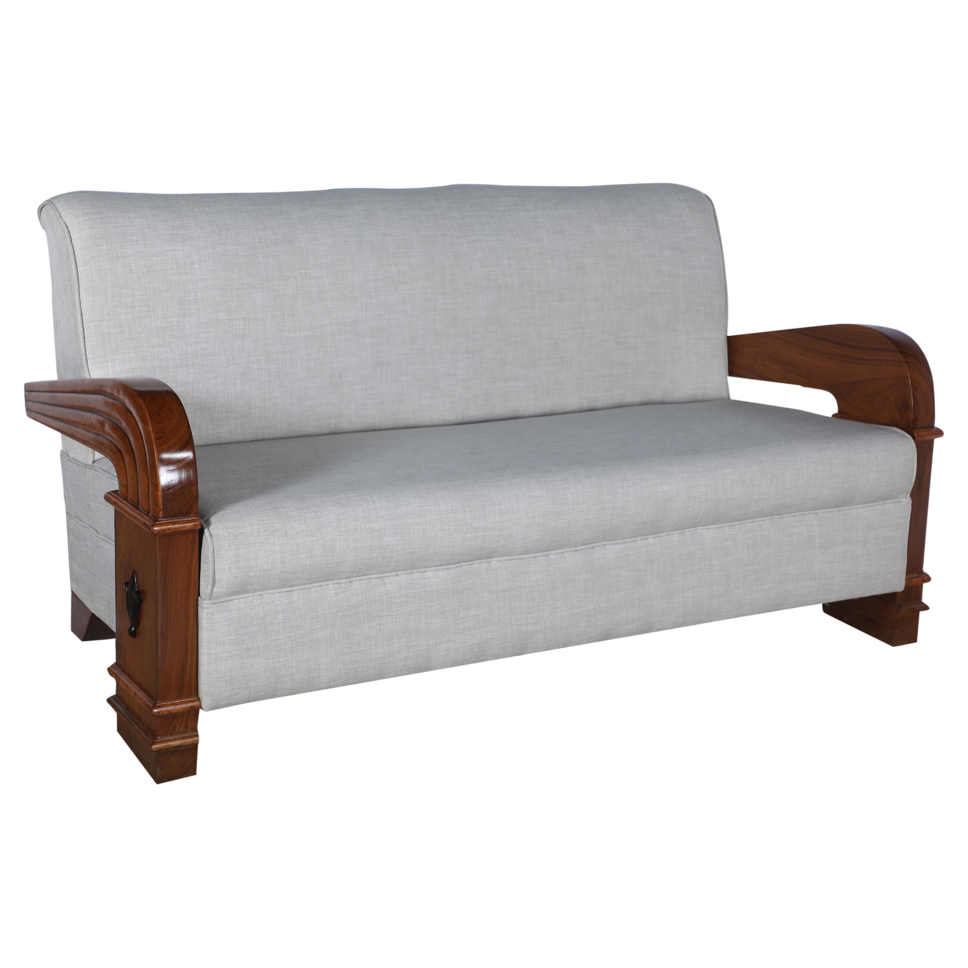 Art Deco Teak and Rosewood Loveseat