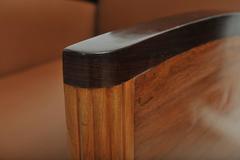 Pair of Deco Period Teak, Rosewood, Satinwood and Leather Chairs