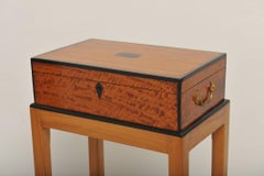 Burl Satinwood and Ebony British Campaign Officer's Box or Chest on Stand