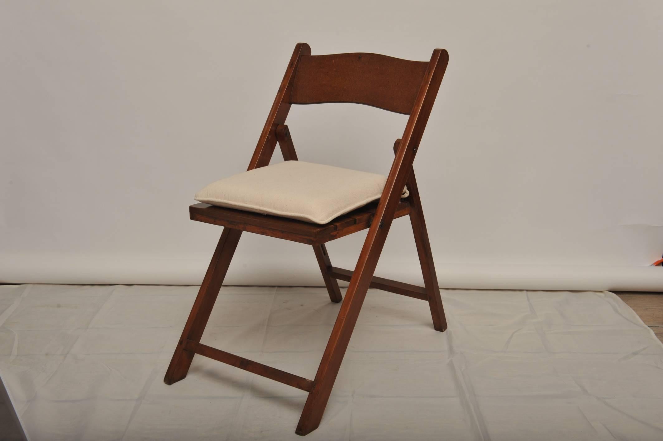 Set of Eight Ship's Galley Folding Chairs, Teak, Midcentury In Good Condition In Nantucket, MA
