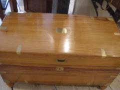 Late 19th Century British Campaign Camphor Wood Sea Chest