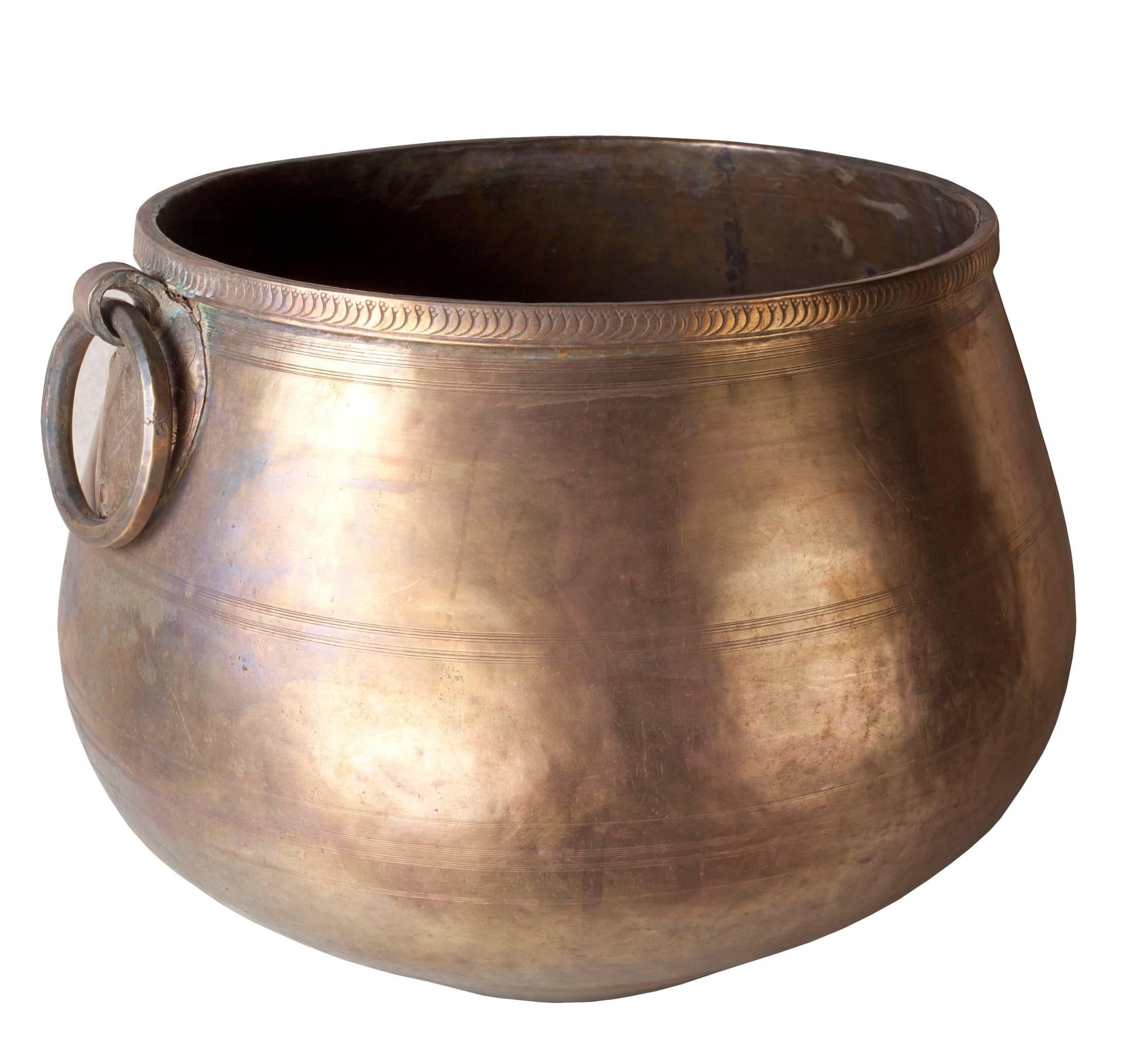 Large Bronze and Brass Planter with Fine Detailing, Early 1900s