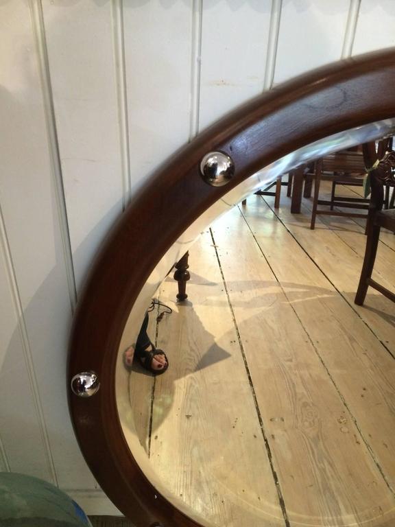Large Teak and Chrome Ship's Stateroom Nautical Mirror at 1stDibs large nautical mirror