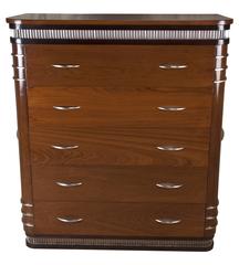 Spectacular Deco Period Chest of Drawers with Glass Inlay and Chrome Details