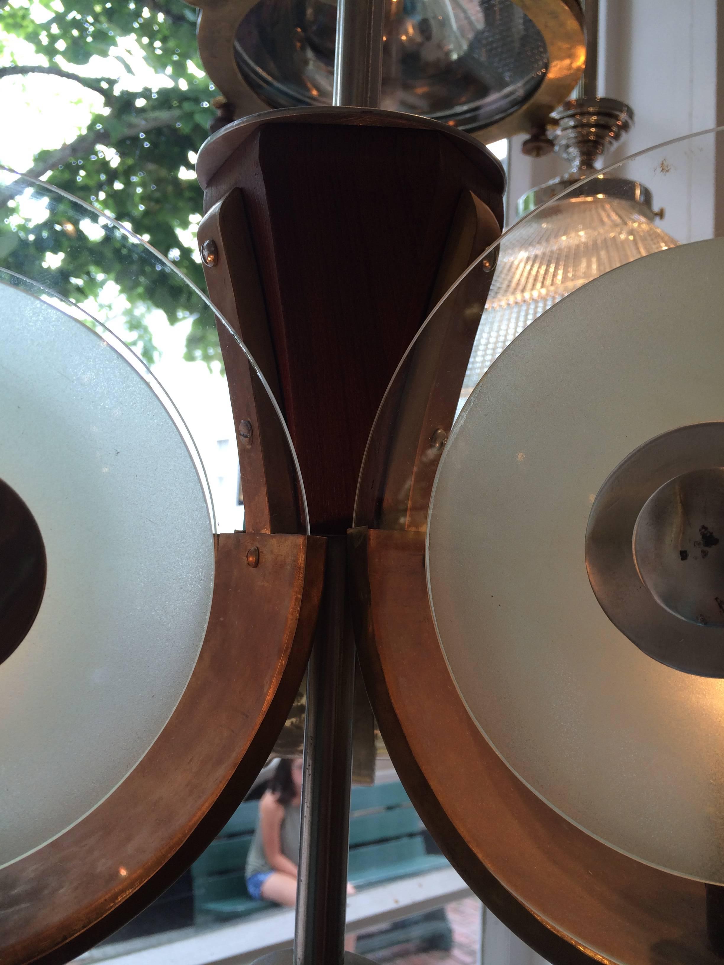Teak Pair of Art Deco Light Fixtures from the Metro Goldwyn Mayer Theatre, Bombay