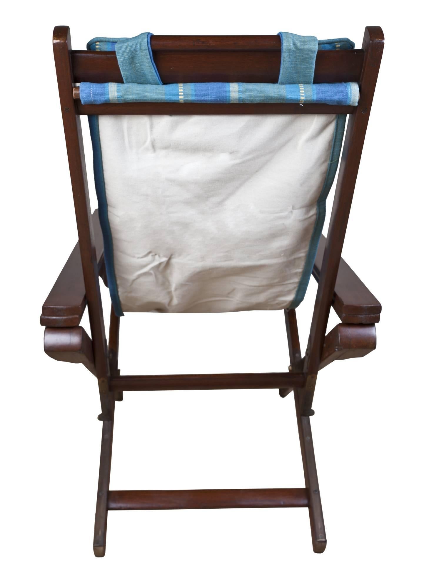 Canvas Pair of British Campaign Folding and Adjustable Chairs with Extendable Leg Rests
