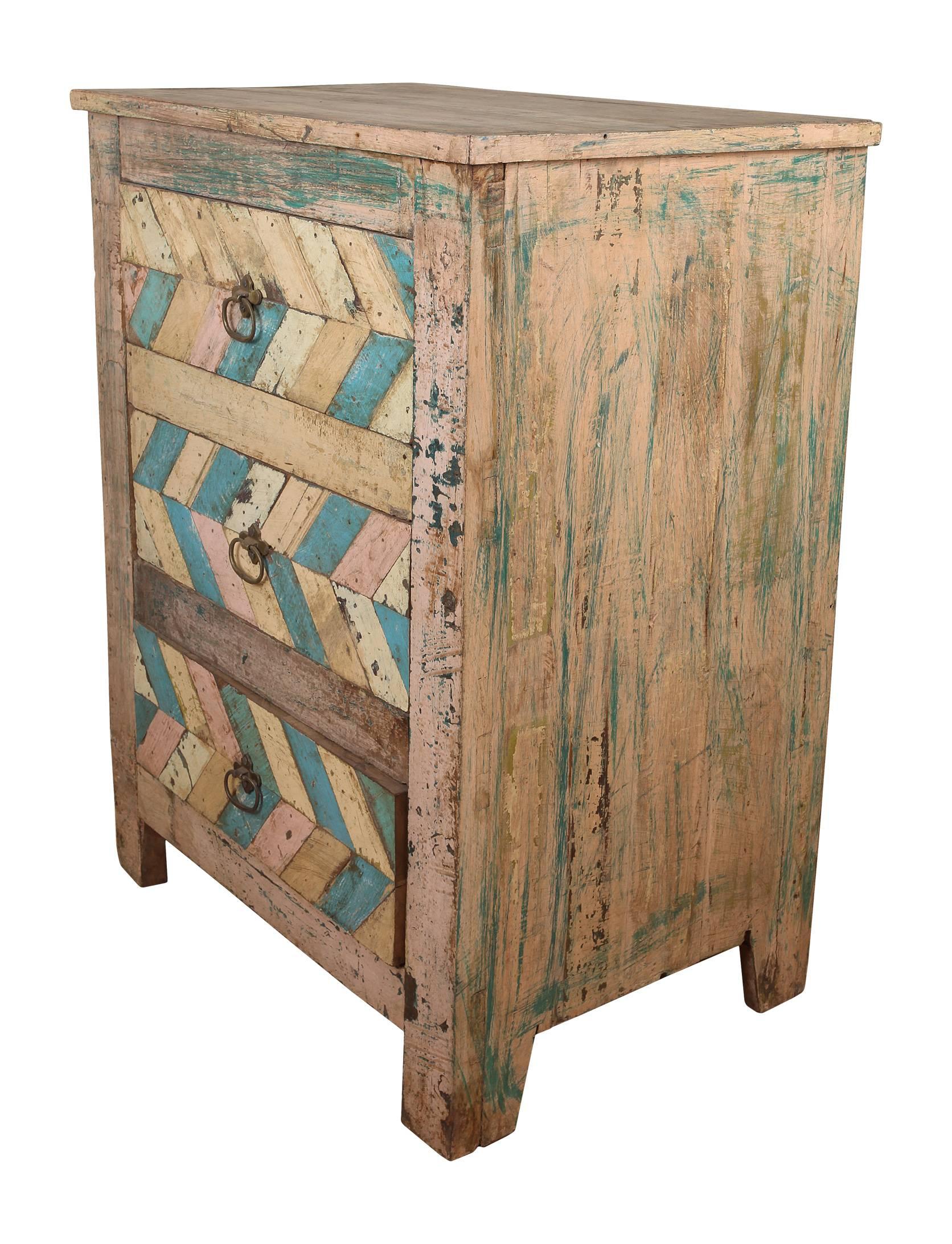 Pair of Reclaimed Wood Side Tables with Original Paint 1