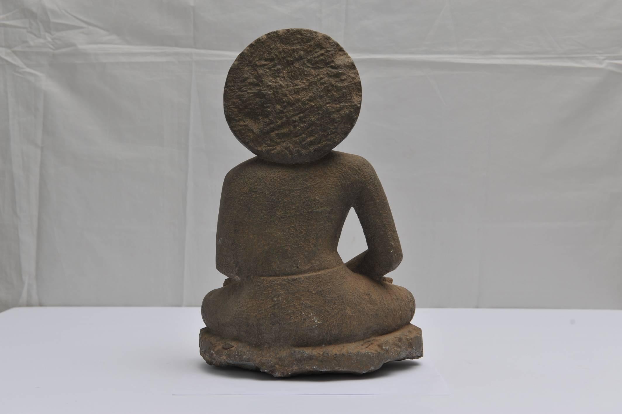 Southeast Asian 19th Century Granite Buddha in Meditation 'Dhyana' Mudra