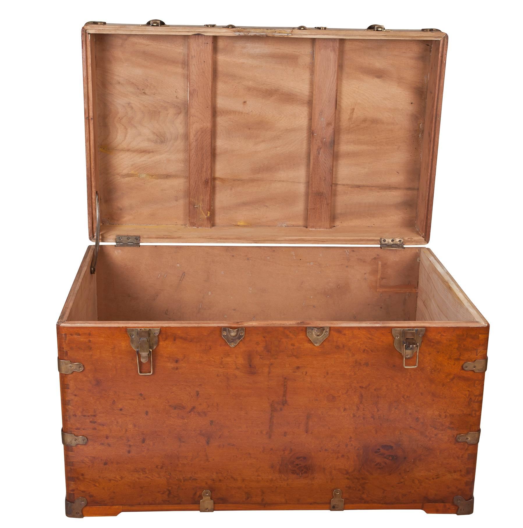 Campaign Late 19th Century Camphor Wood Sea Chest with Brass Hardware