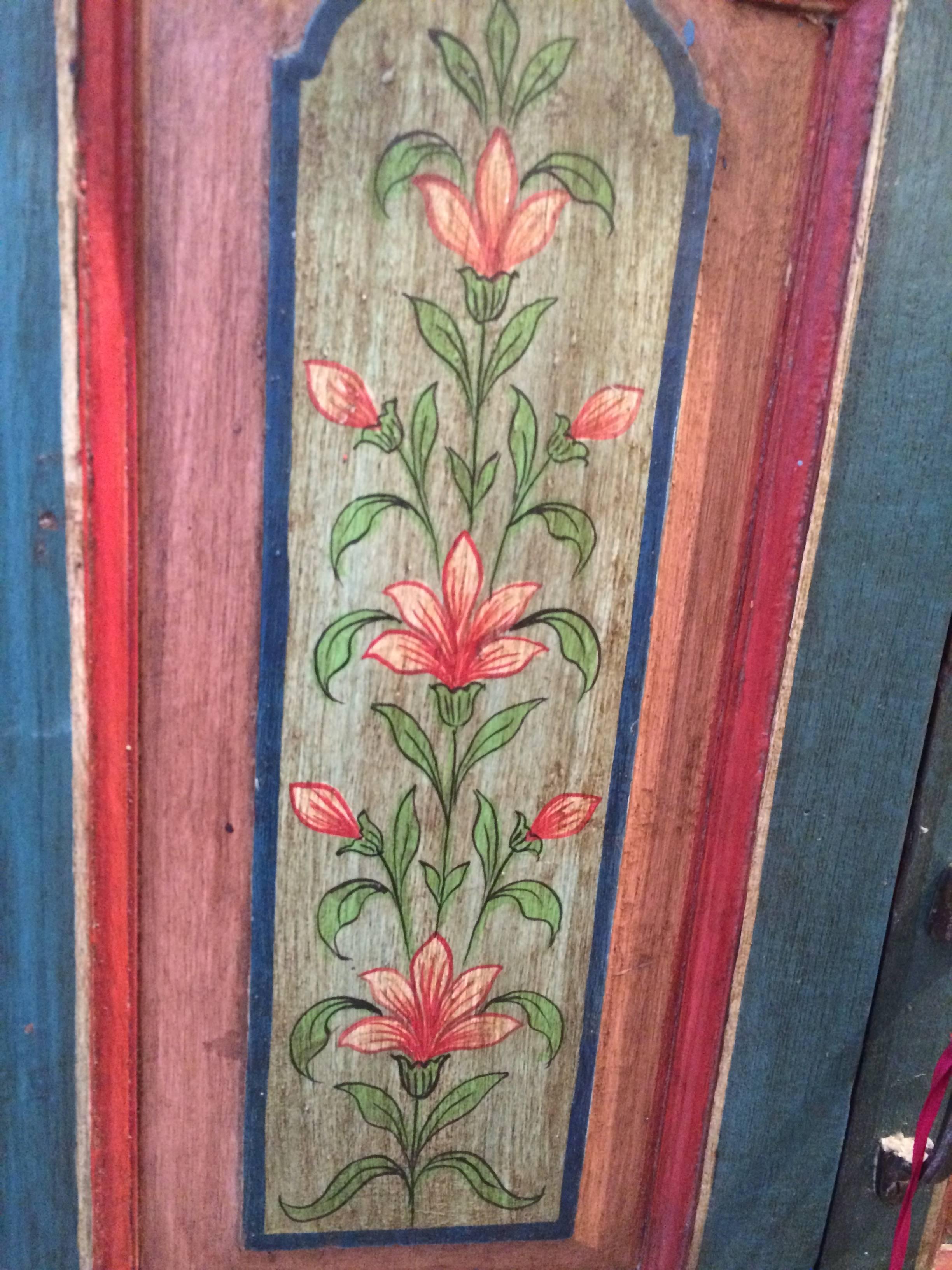Lovely Early 1900s Hand-Painted Window Shutters Converted to Cabinet 1