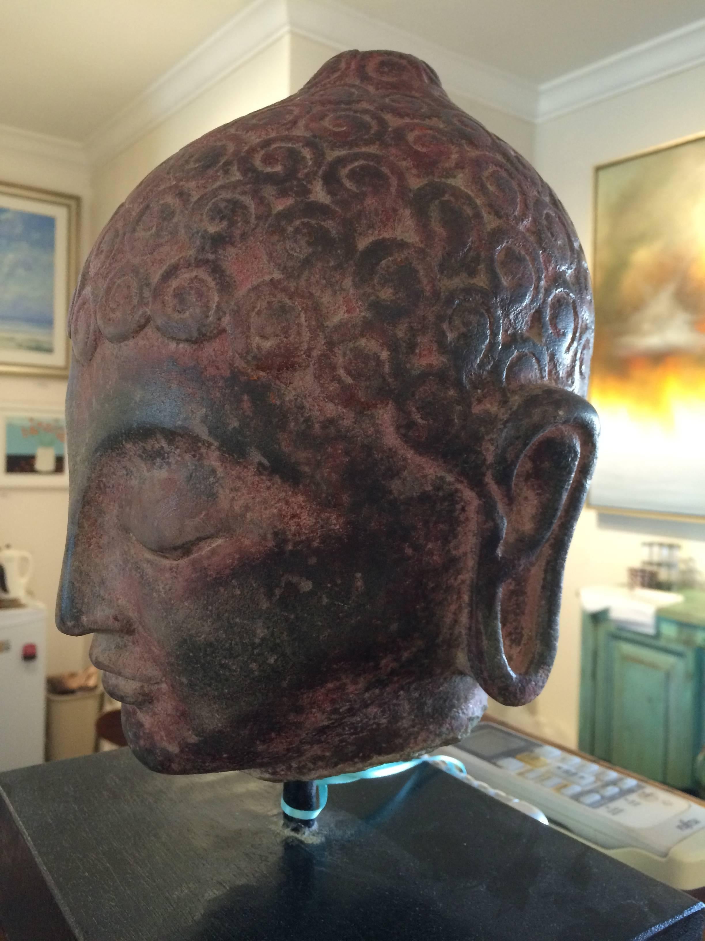 Early 1900s Thai Stone Buddha Head In Good Condition In Nantucket, MA