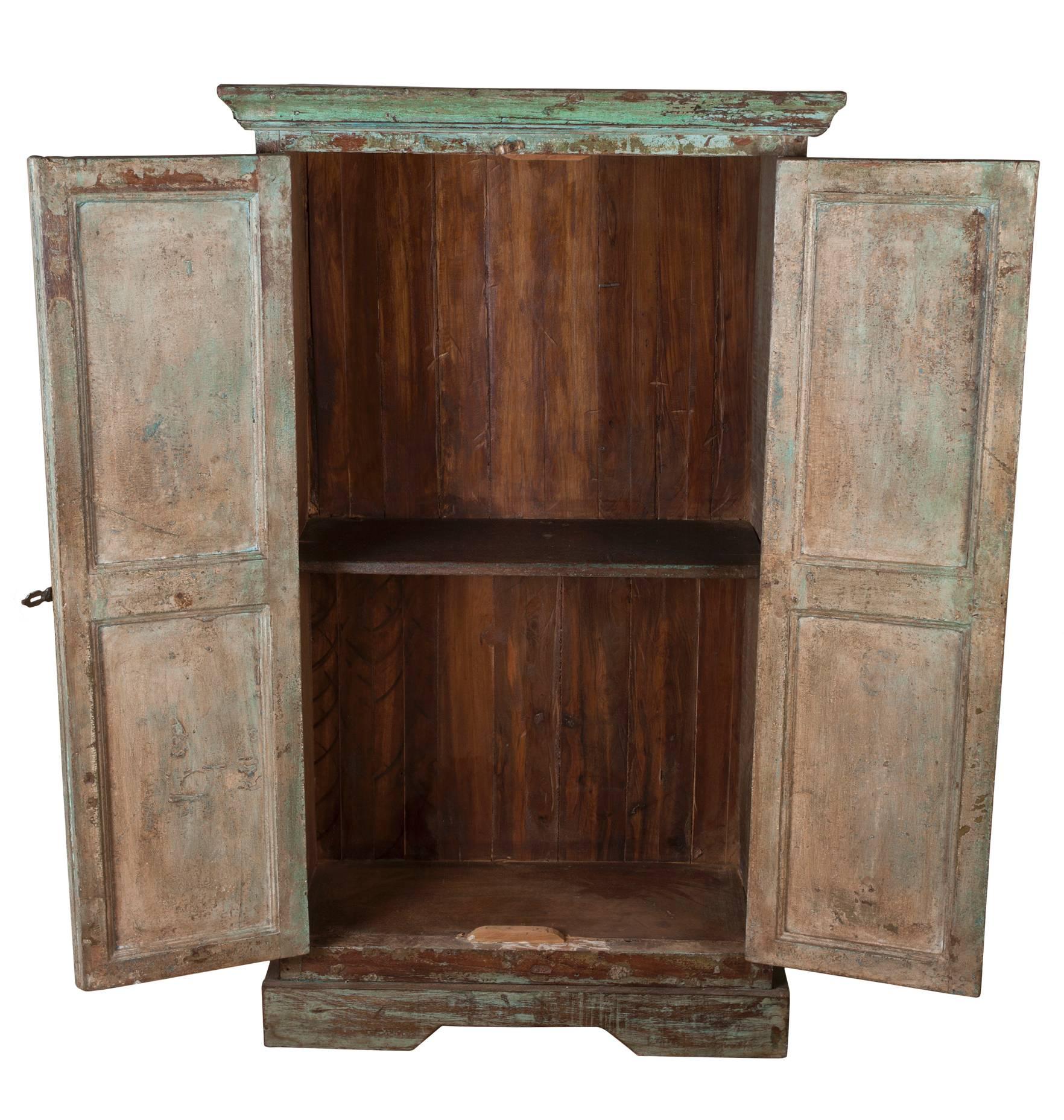 Teak Cabinet with Original Paint, Early 1900s In Good Condition In Nantucket, MA