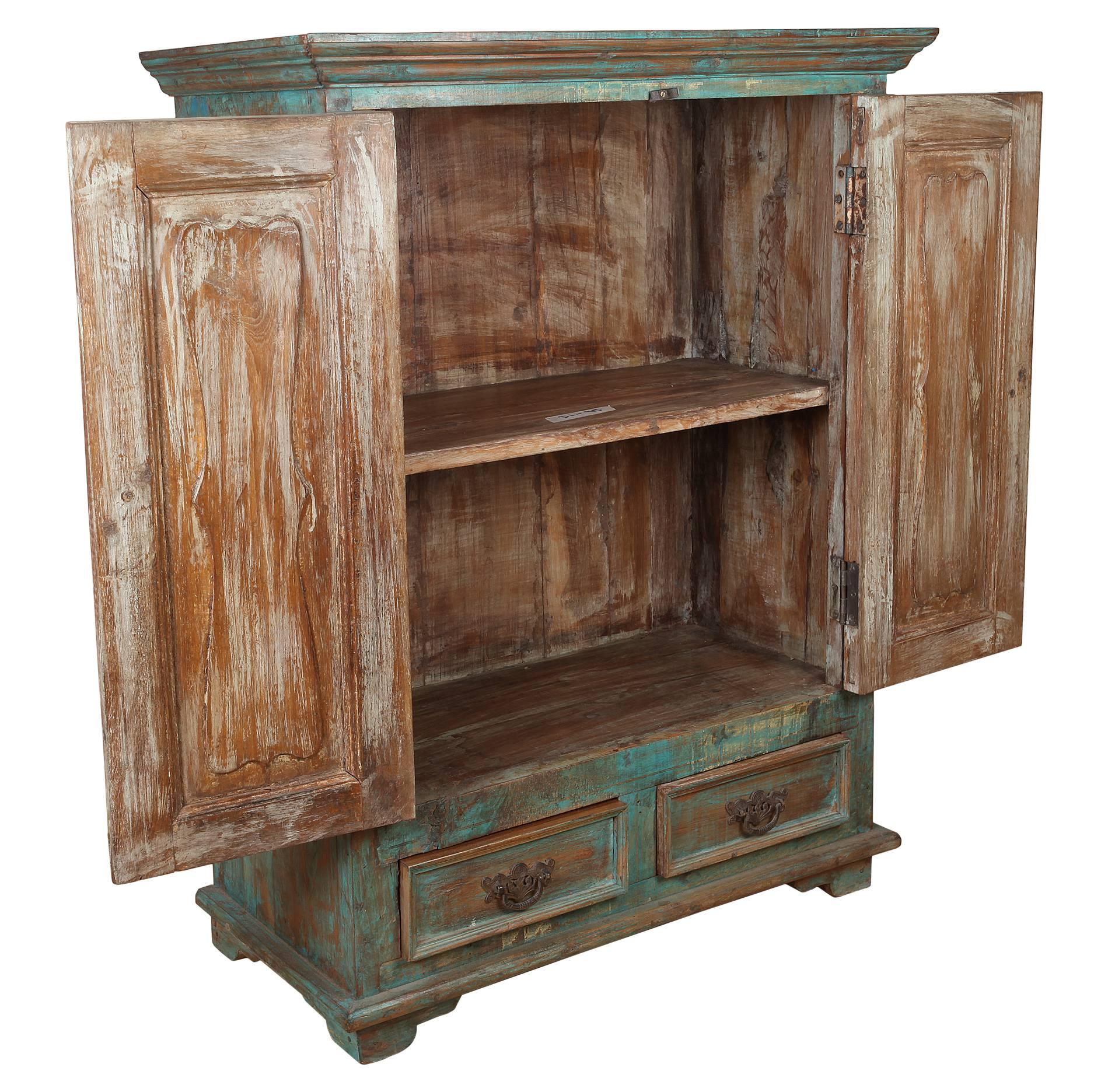 Teak Cabinet with Original Paint, Early 1900s In Good Condition In Nantucket, MA