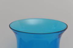 Pair of Rare Mediterranean Blue Hand-Blown Hurricane Shades