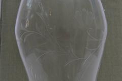 Pair of Midcentury Handblown Etched Hurricane Shades
