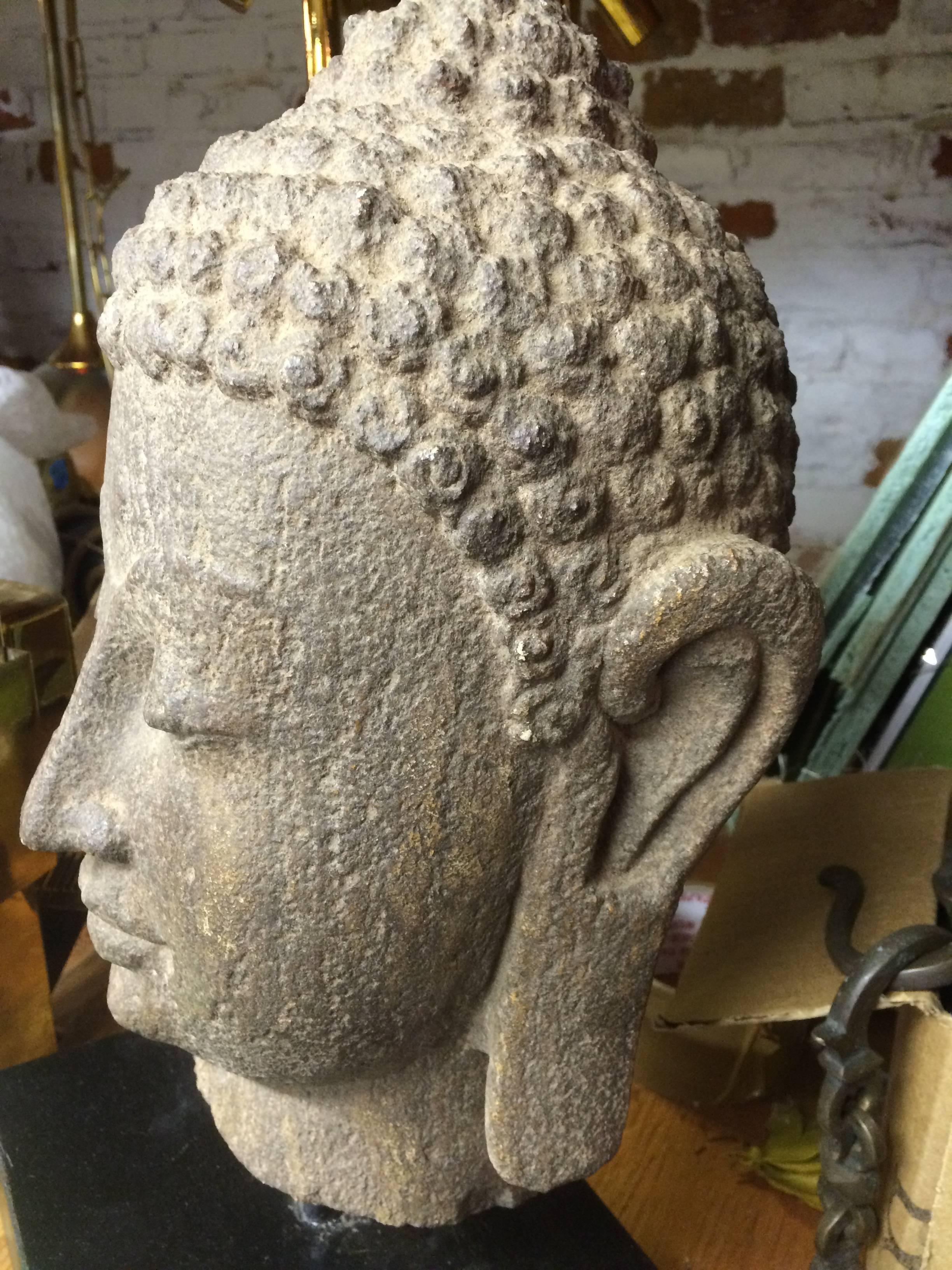 Southeast Asian 19th Century Granite Buddha Head