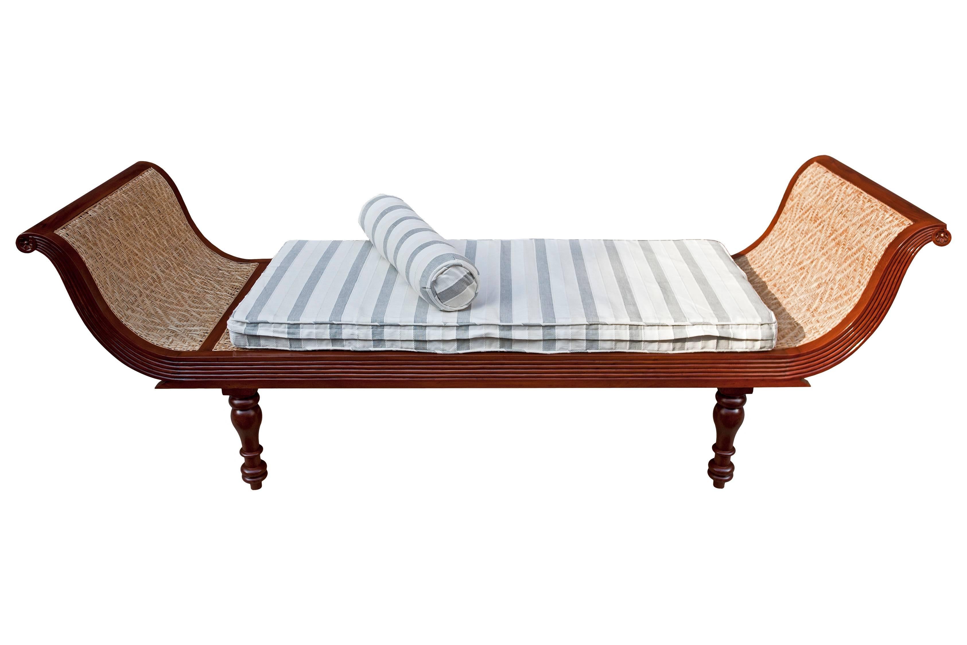 British Colonial Caned Teak Daybed 3