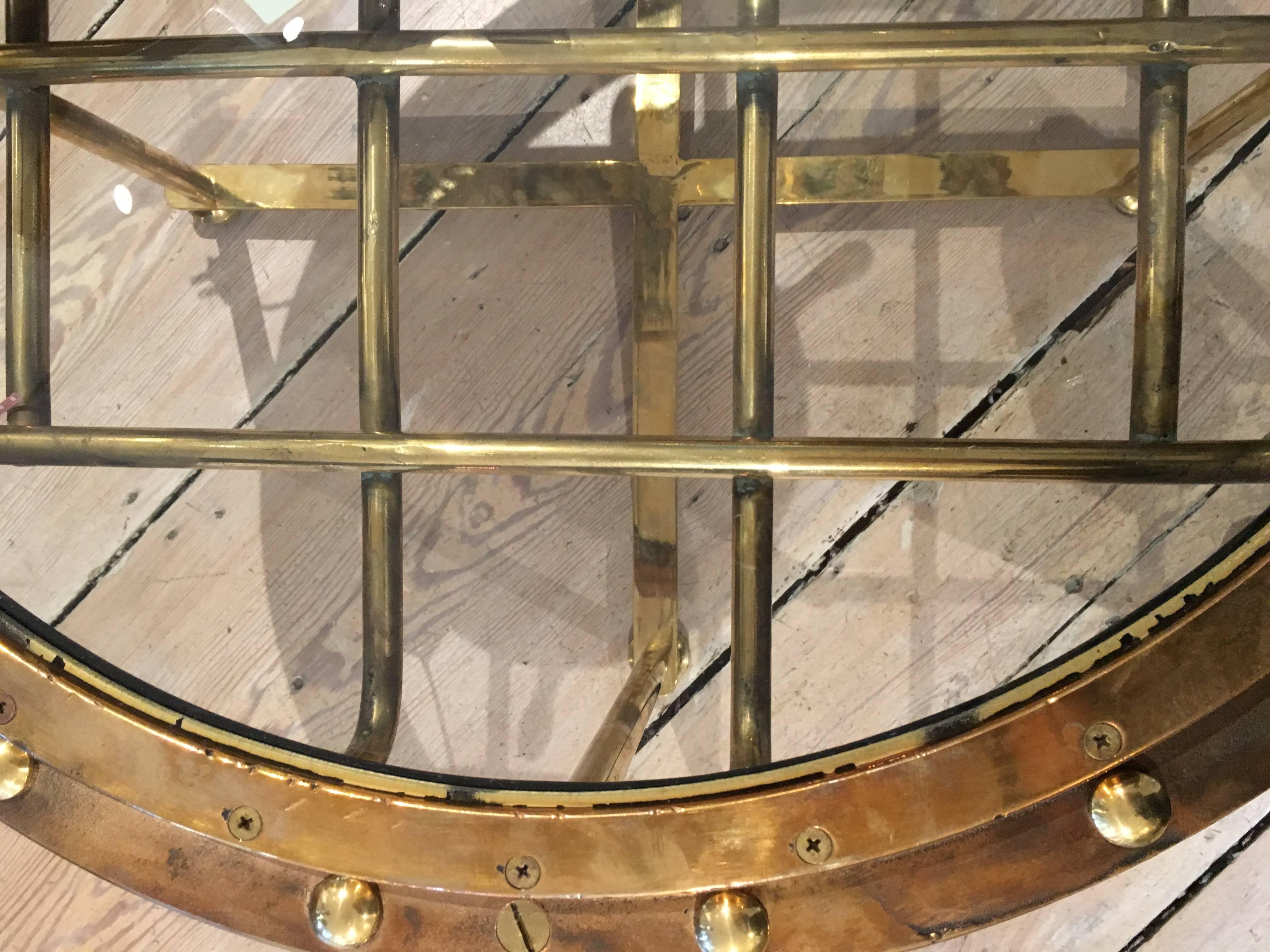 20th Century Rare Original Nautical Brass Ship's Porthole Converted to Table