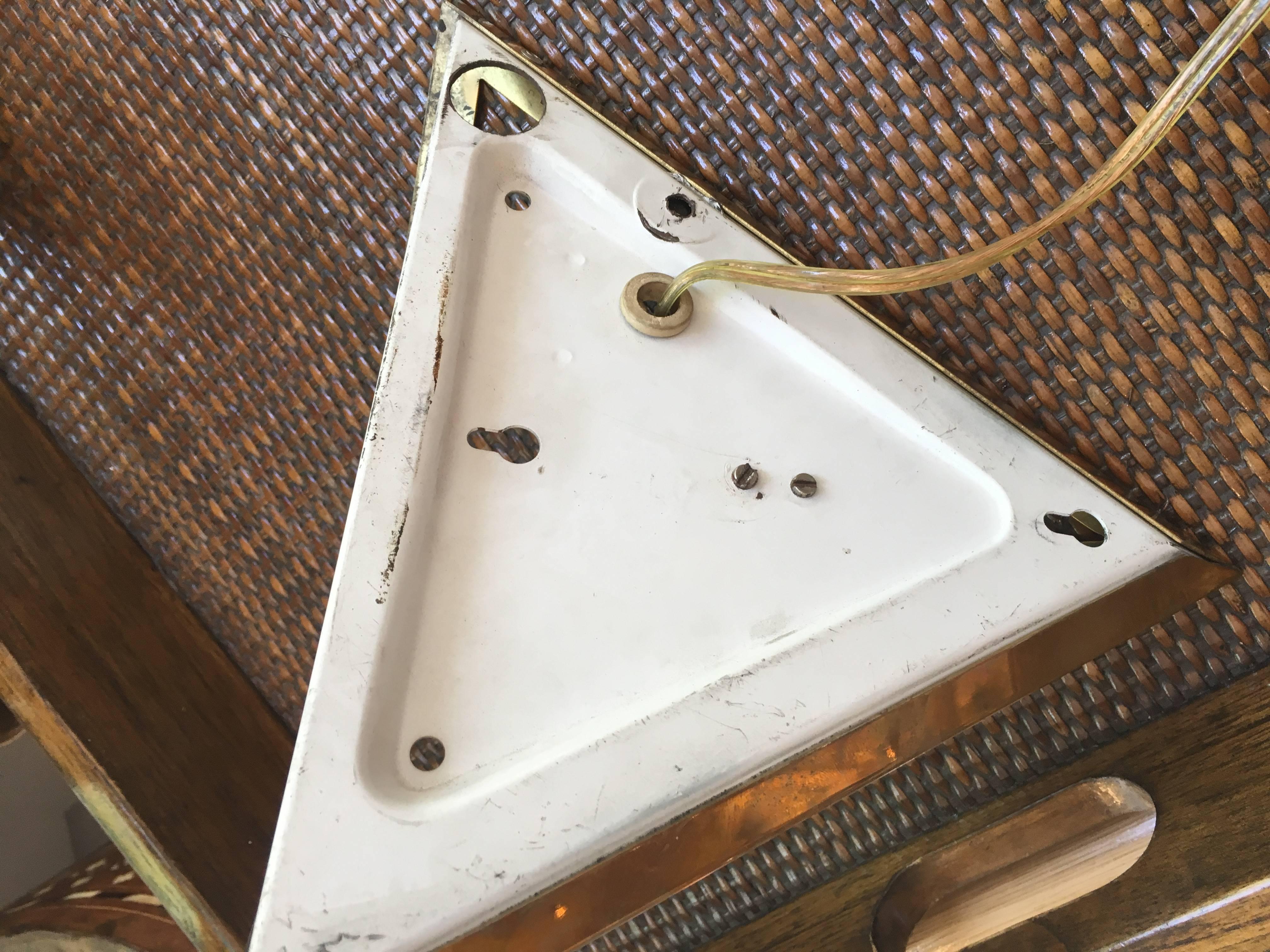 20th Century Pair of Triangular Wall Sconces from a 1970s Cruise Ship Stateroom