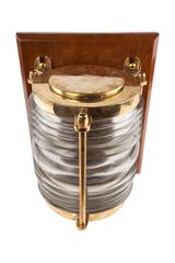 Pair of Ship's Brass Nautical Sconce Lights with Fresnel Lens