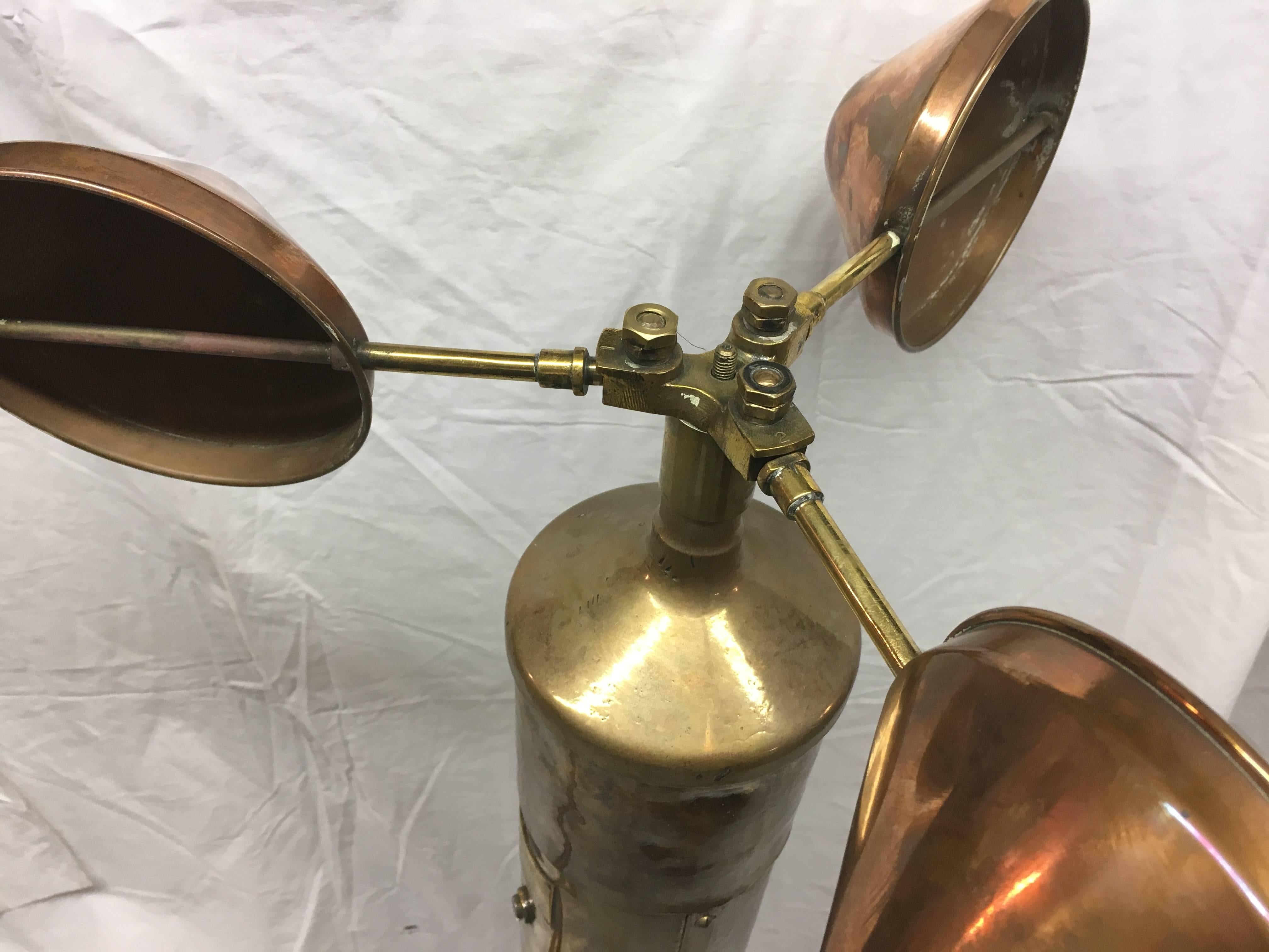 Great Britain (UK) Rare Copper and Brass Ship's Anemometer Signed by Munro from London, 1970s
