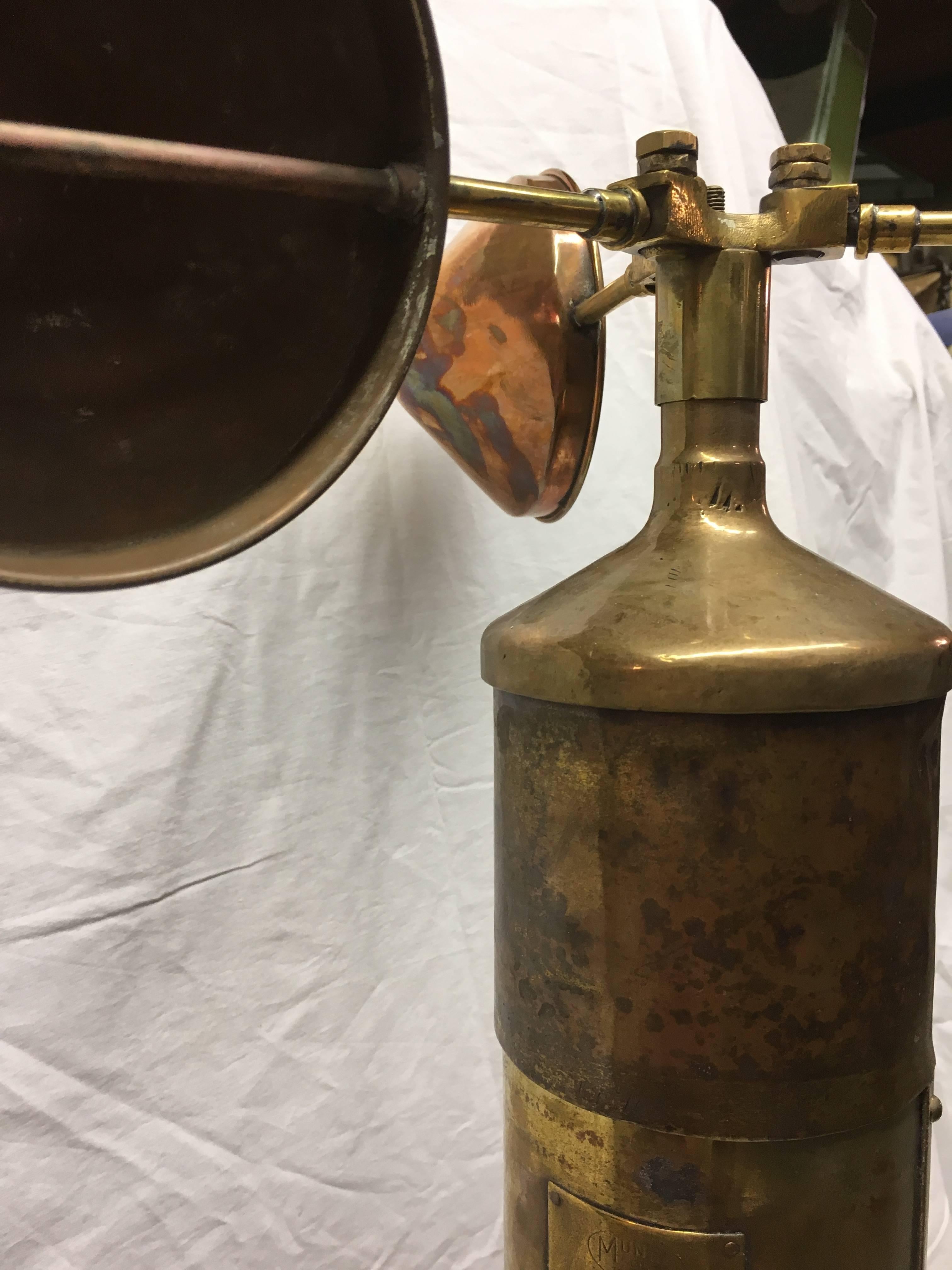 Aluminum Rare Copper and Brass Ship's Anemometer Signed by Munro from London, 1970s