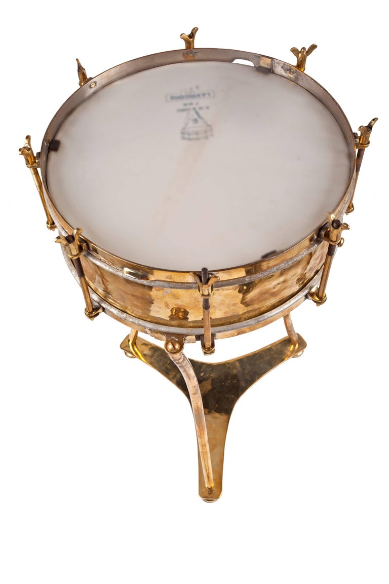 Solid Brass Military or Marching Band Snare Drum Converted to Table