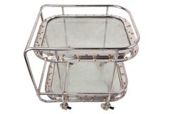 Nautical Ship's Chrome Porthole Windows Converted to Bar Cart