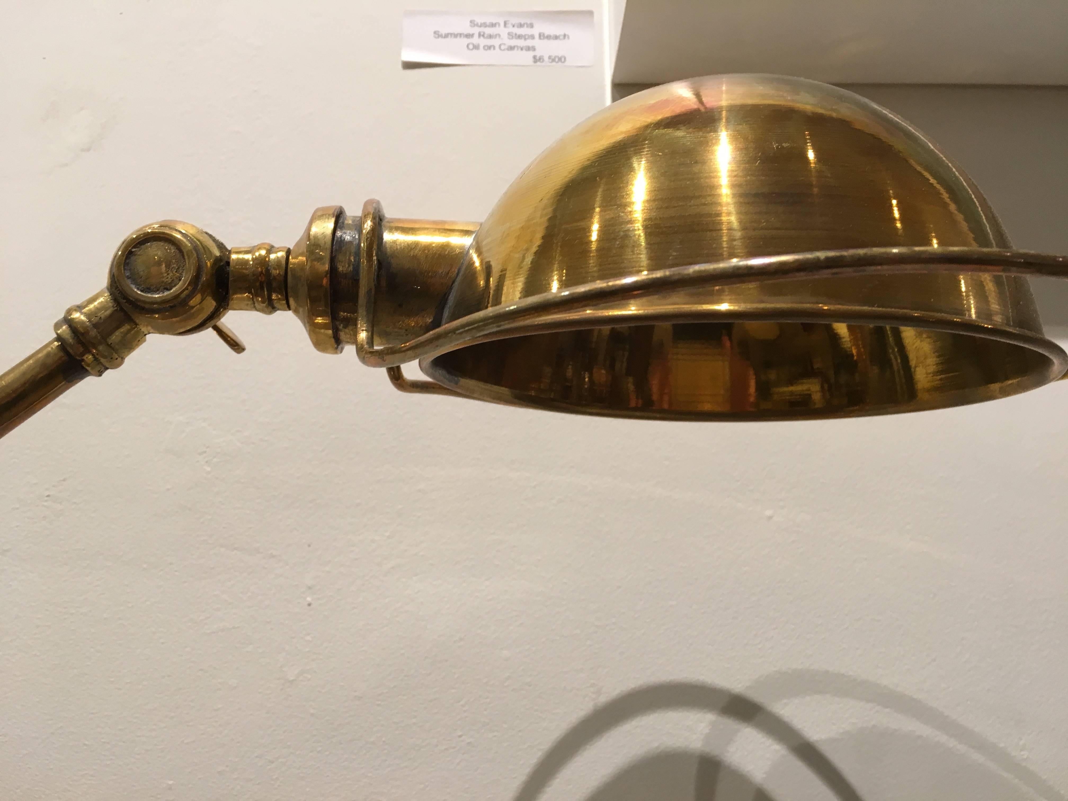 Adjustable Brass Ship's Desk Light, Midcentury 1