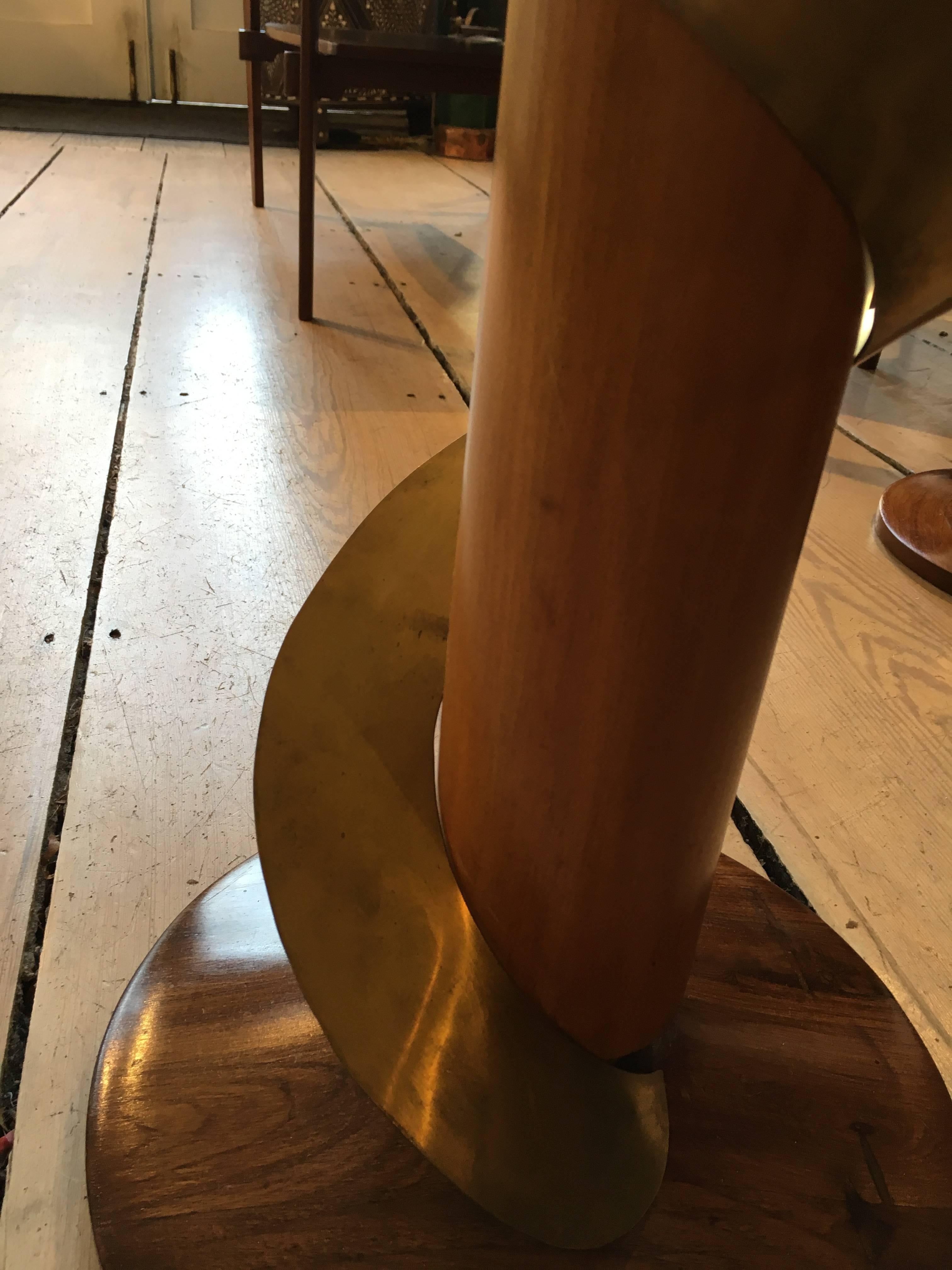 20th Century Pair of Mid-Century Modern Teak and Brass Side Tables