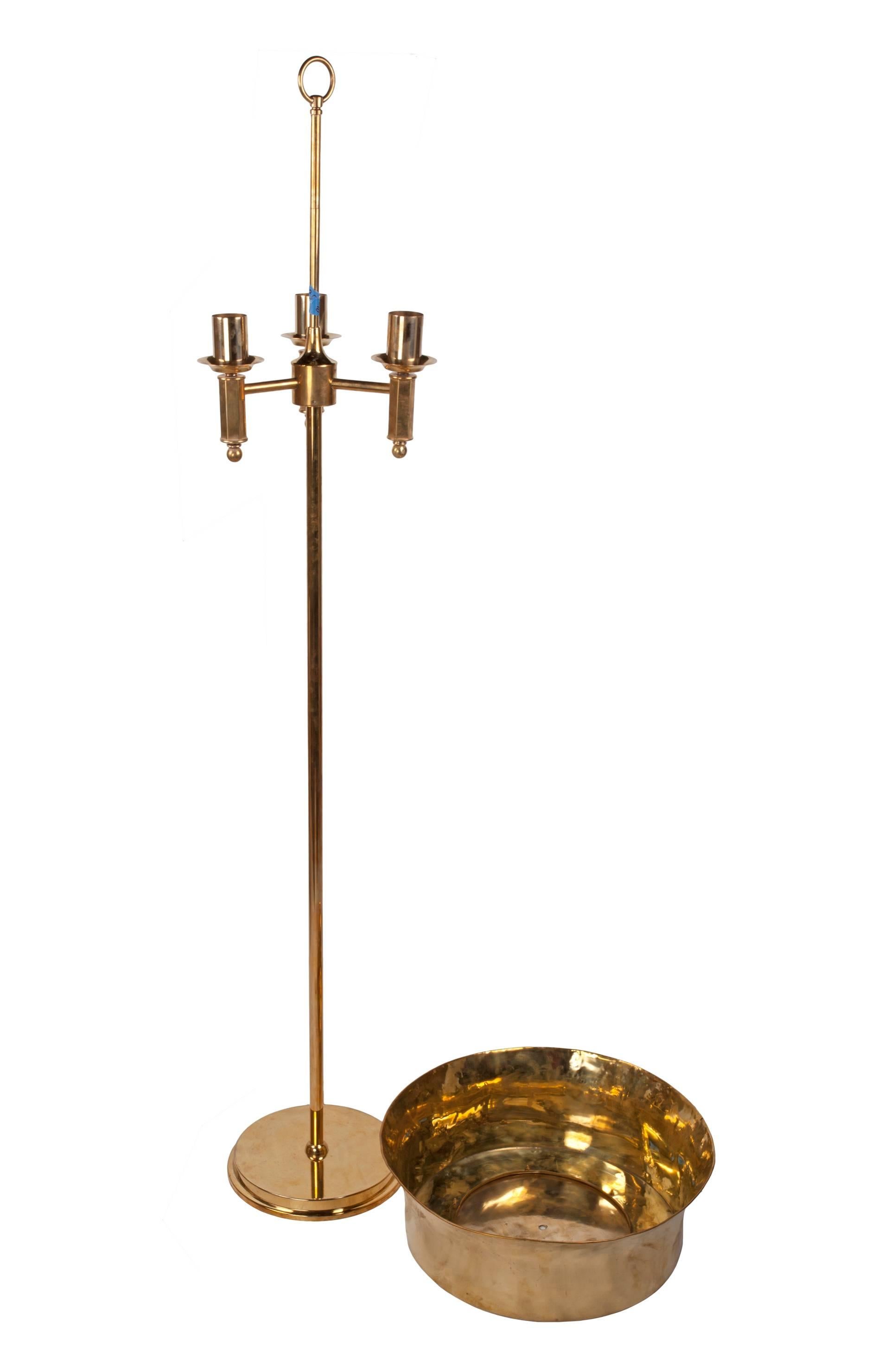 European Mid-Century Modern Brass Floor Lamp