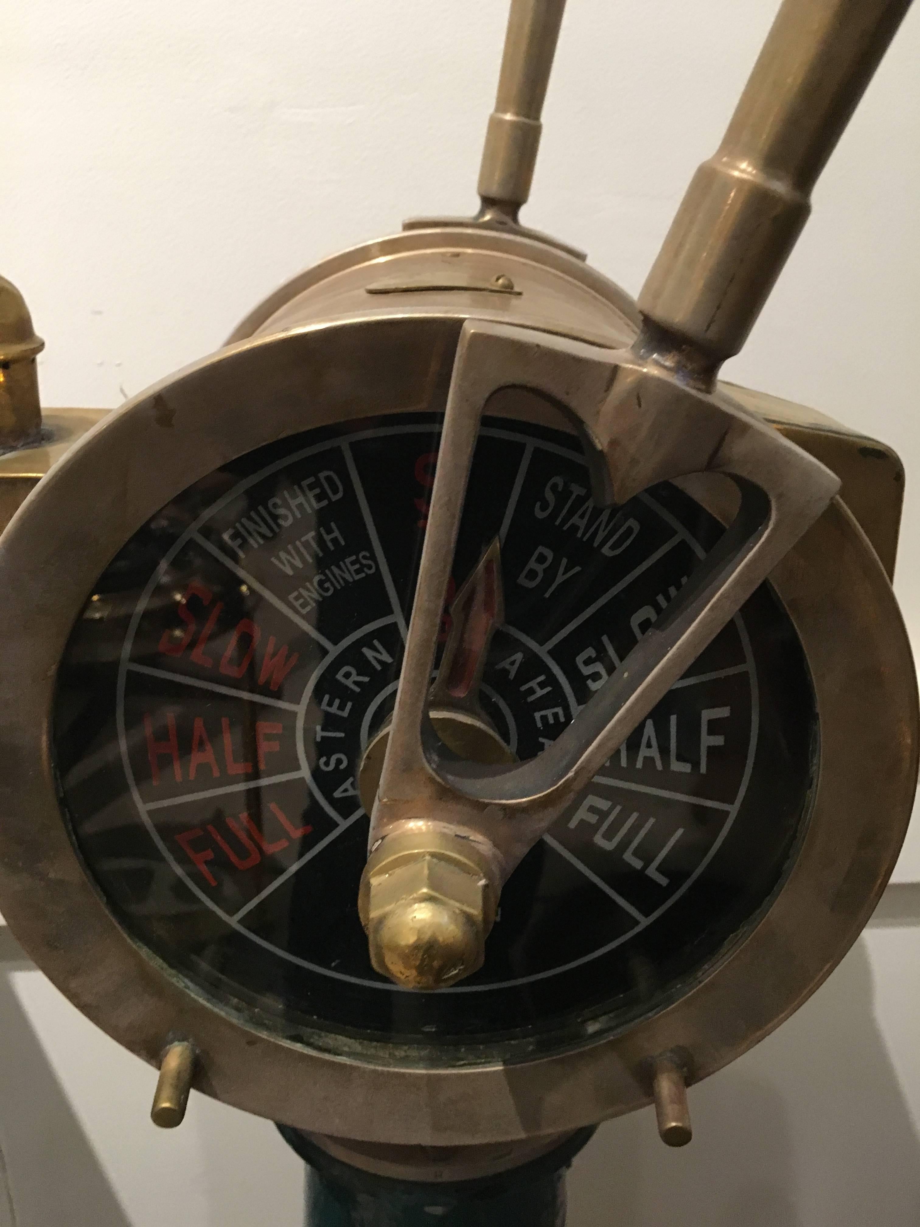English Chadburn Brass Double-Sided Ship's Telegraph, Midcentury